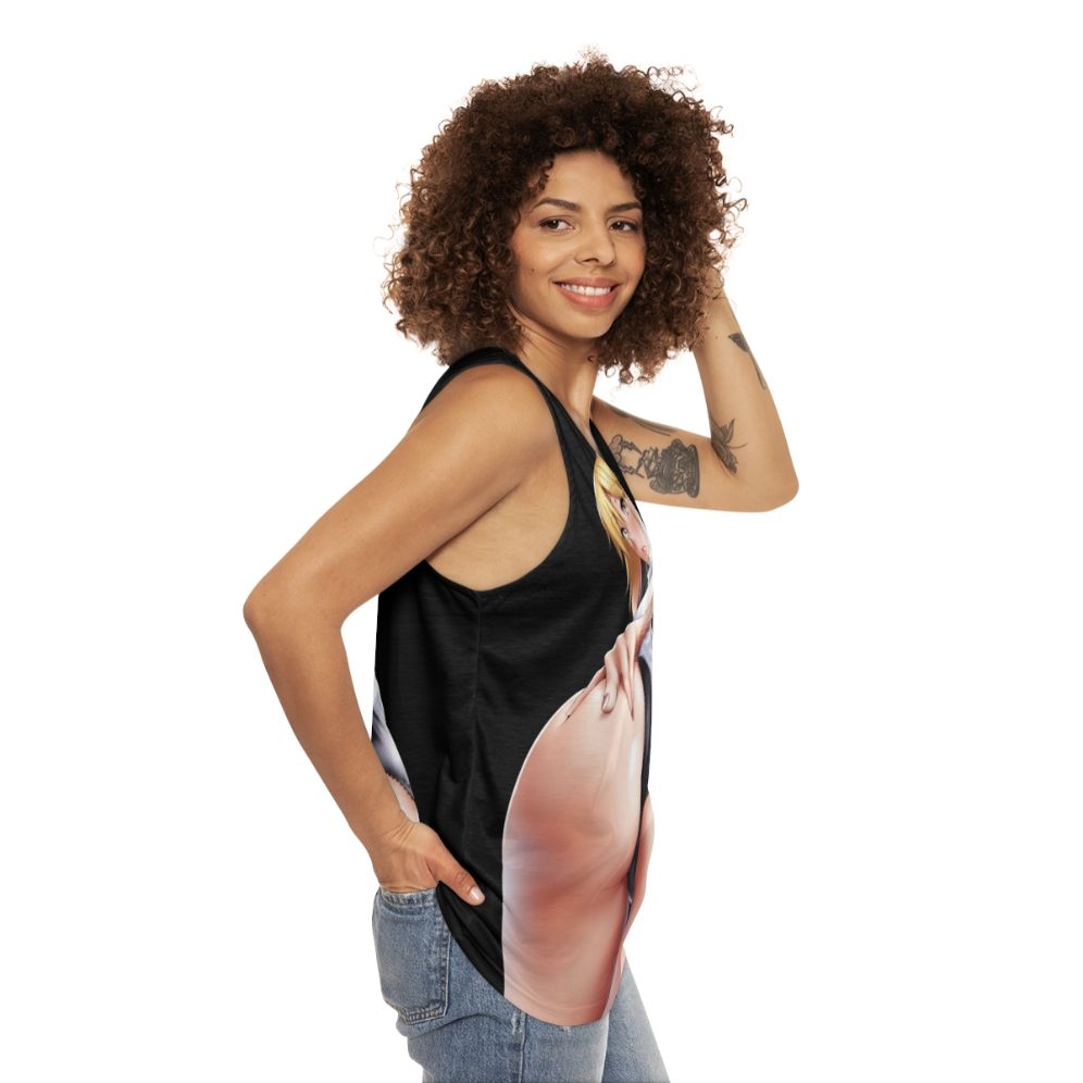 Cute and sexy anime girl on a unisex tank top - women side