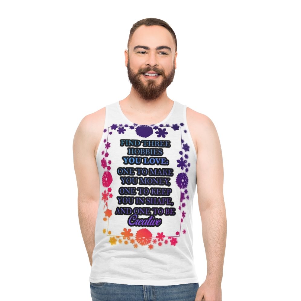 Unisex hobbies tank top with creative and inspirational design - men