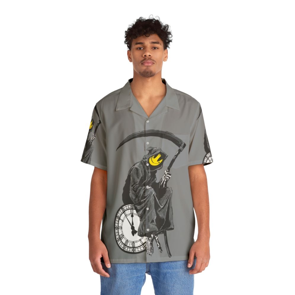 Banksy Grim Reaper Clock Hawaiian Shirt - People Front