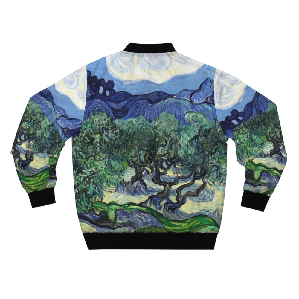 Bomber jacket featuring Vincent van Gogh's famous painting "Olive Trees with the Alpilles in the Background" - Back