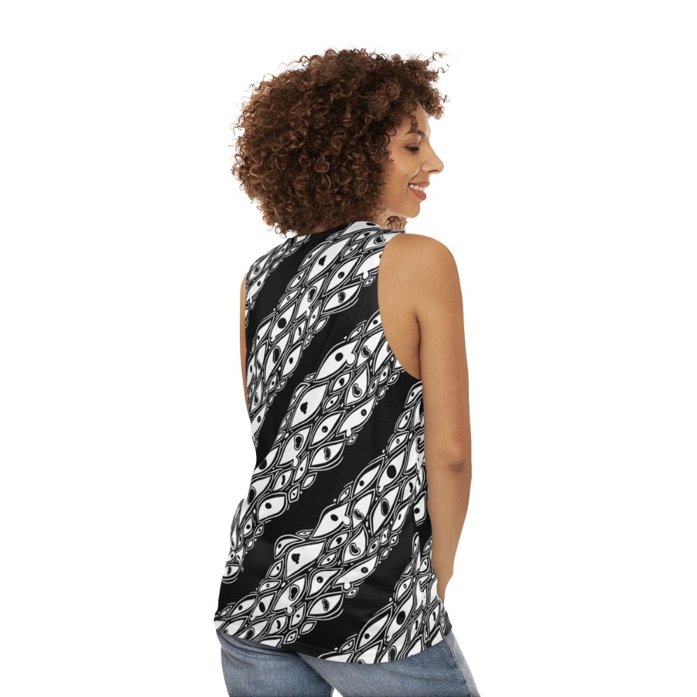 Unisex tank top with all-over eyeball print design - women back