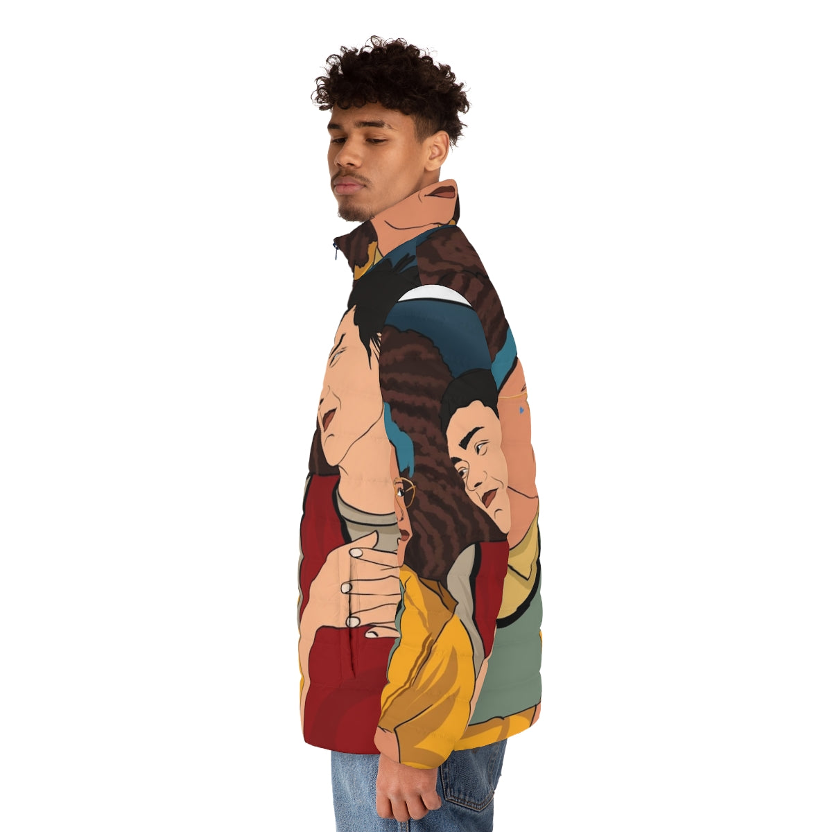 Heartstopper Elle Tao Puffer Jacket featuring the show's characters - men side left