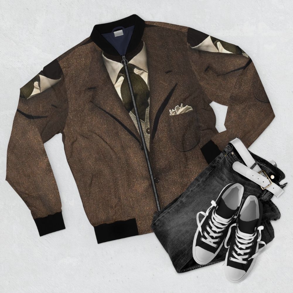 Vintage-inspired bomber jacket for the modern gentleman - Flat lay