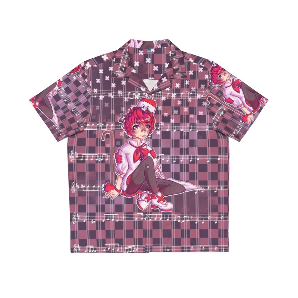 fukase hawaiian shirt featuring purple music notes anime design