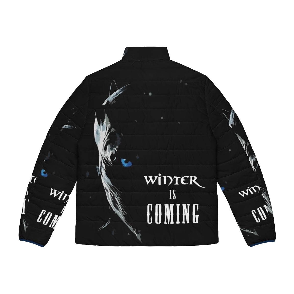 A warm and cozy puffer jacket with a "Winter Is Coming" design - Back