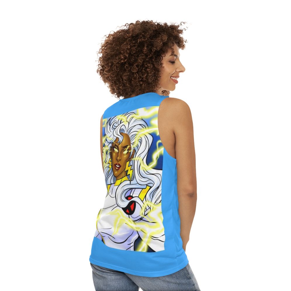 Mutant superhero power thunderstorm unisex tank top - women back