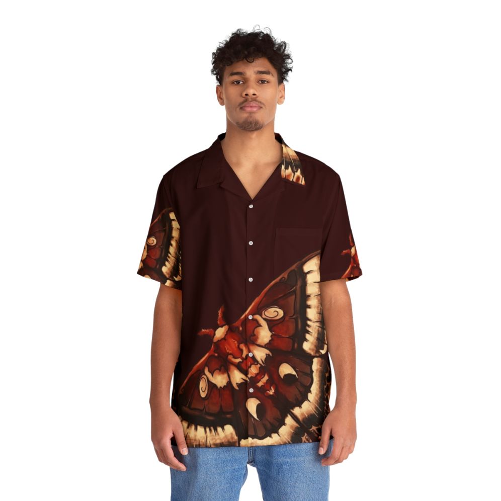 Cecropia Moth Hawaiian Shirt - Nature Inspired Gothic Fashion - People Front