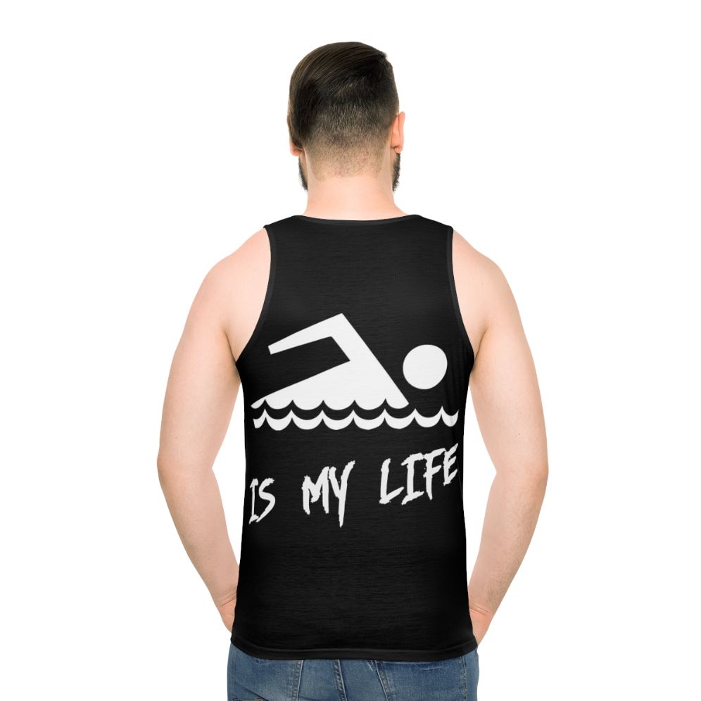 Unisex 'Swimming Is My Life' Tank Top - men back