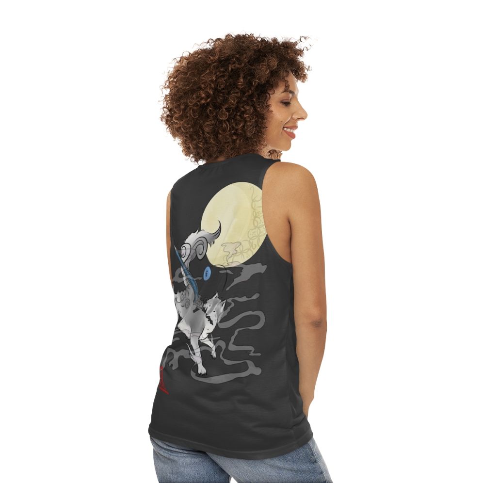 Dark fantasy Sif the Great Wolf unisex tank top - women back