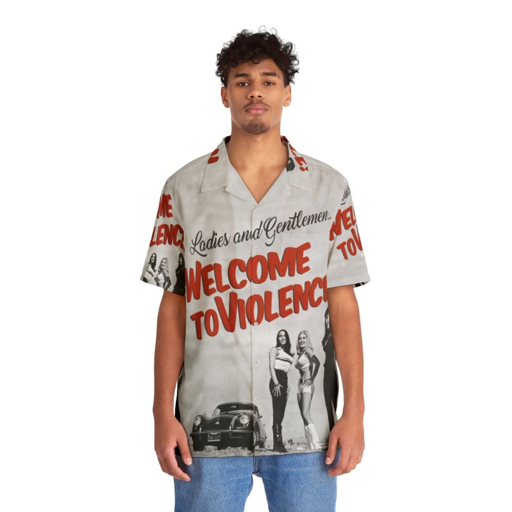 "Welcome To Violence" Hawaiian Shirt with Cult Movie Inspired Graphics - People Front