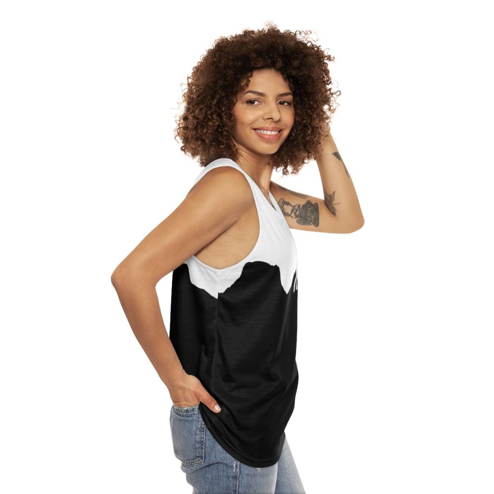 Unisex tank top with "What Doth Life" design - women side