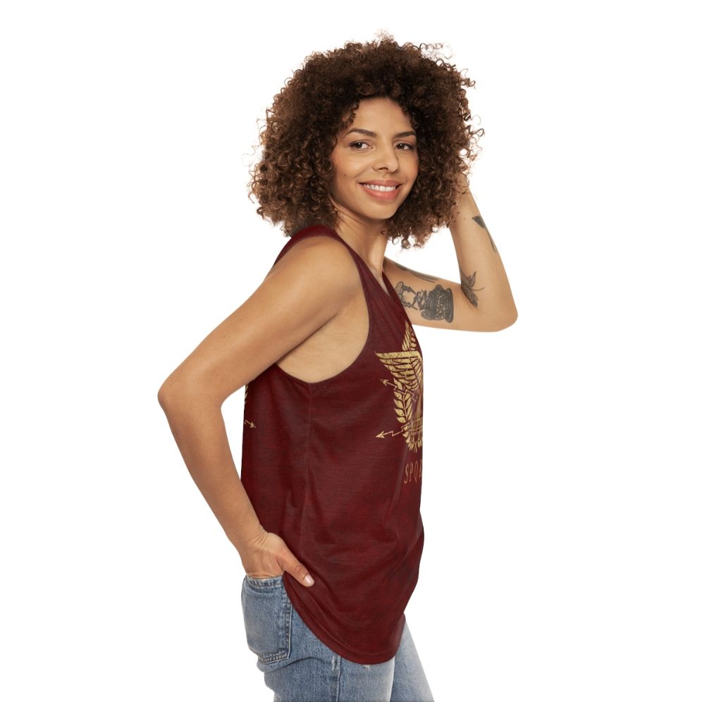 Vintage Gold Roman Empire Emblem Unisex Tank Top - women side