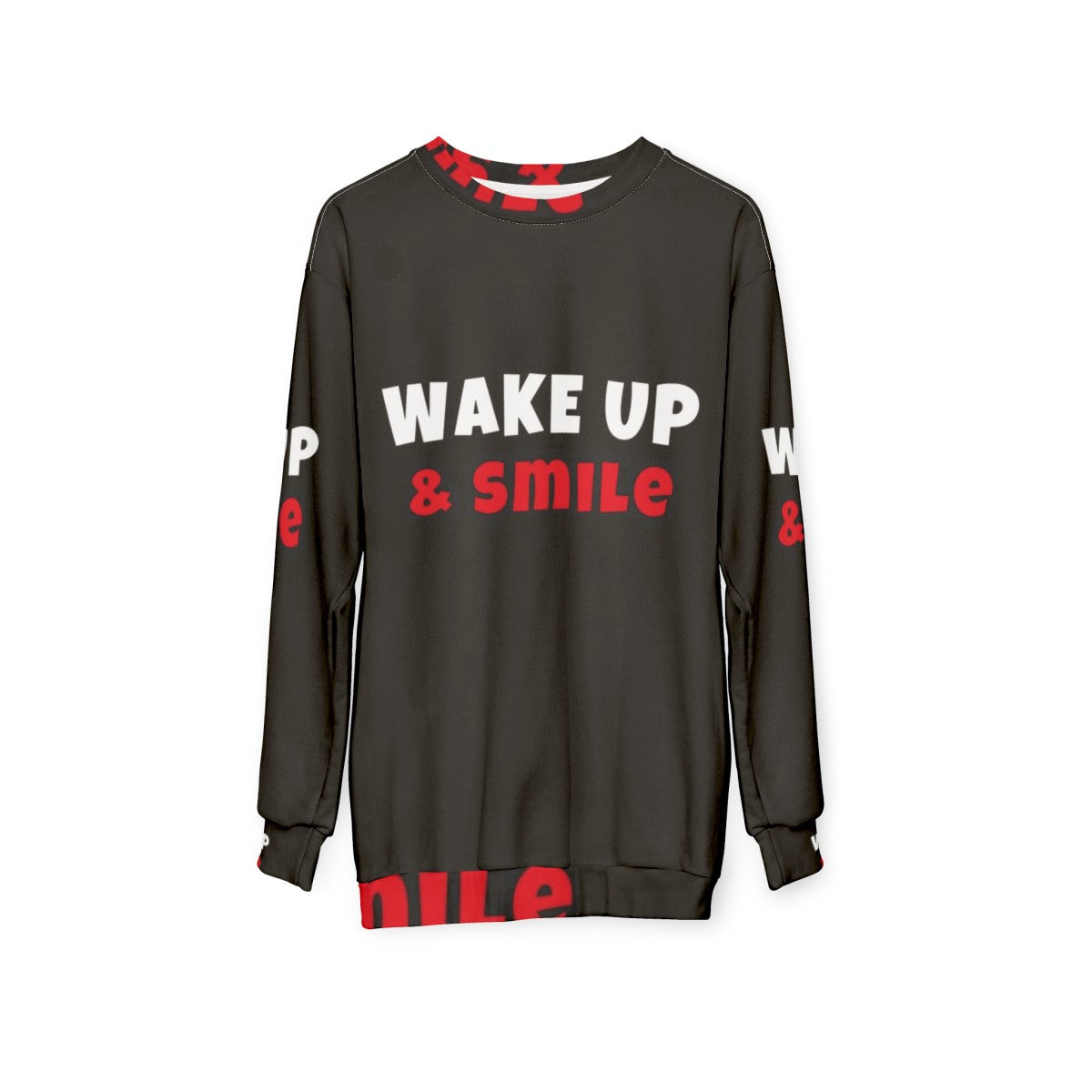 Wake up and smile sweatshirt with activities and hobbies - hanging