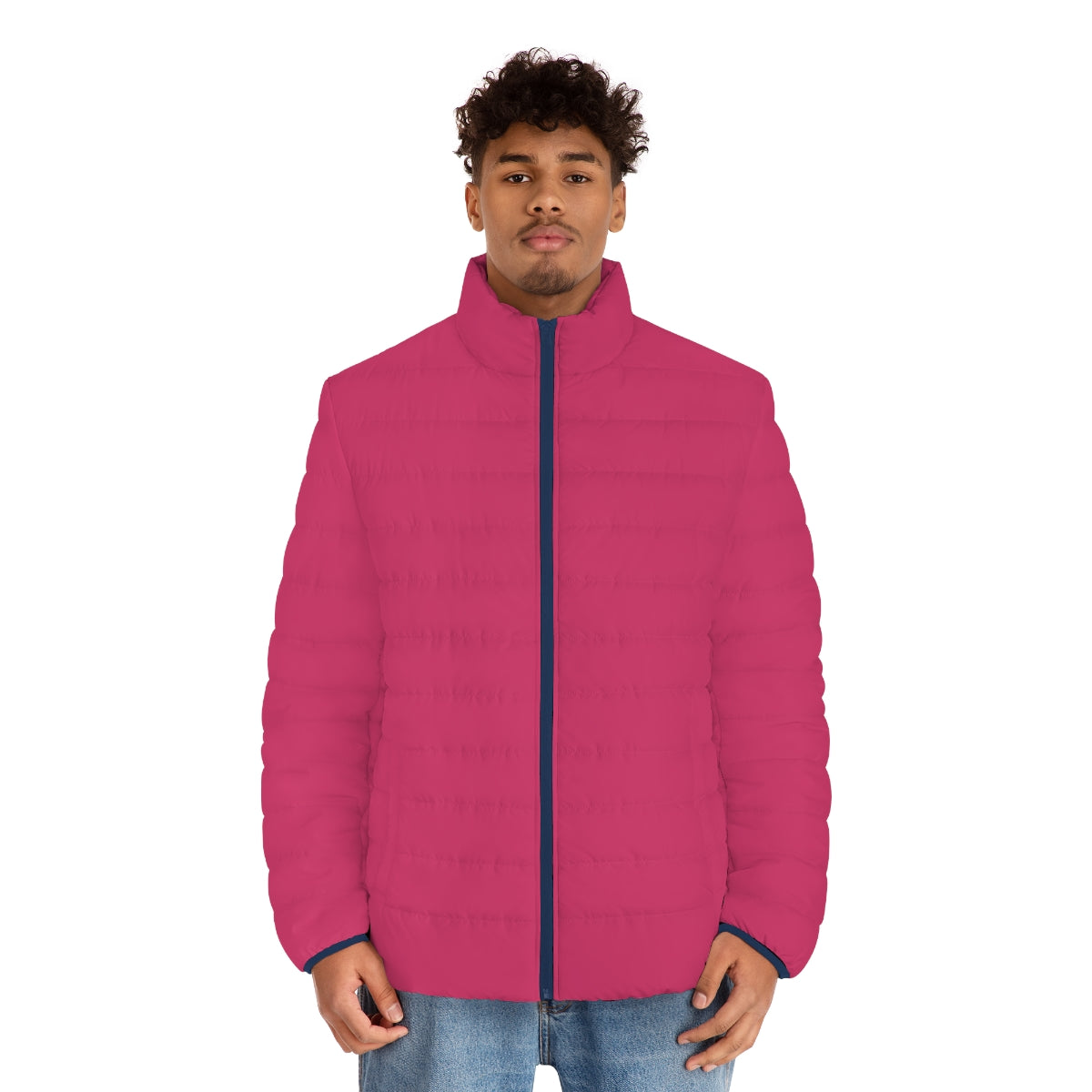 Raspberry Sorbet Puffer Jacket for a Chic Spring Look - men front