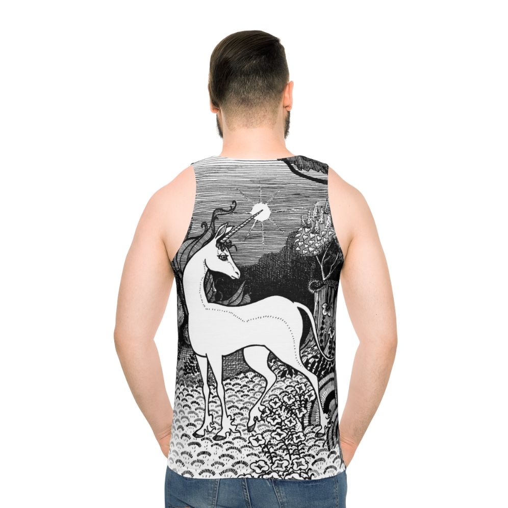 The Last Unicorn fantasy art graphic tee for unisex - men back