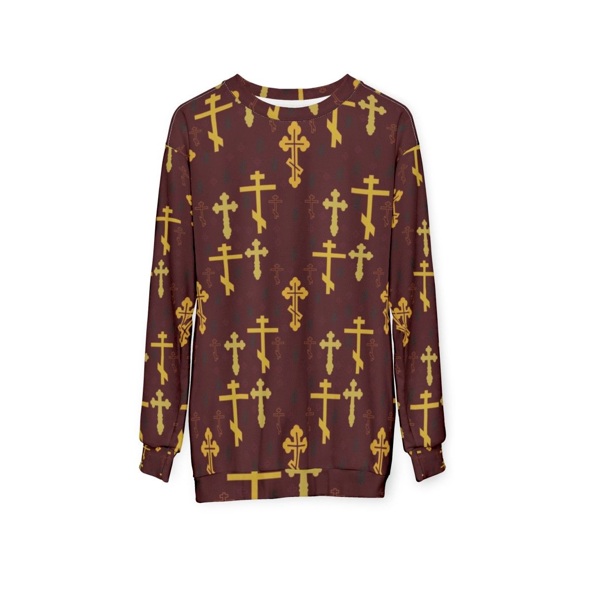 Cross pattern sweatshirt with mosaic design - hanging