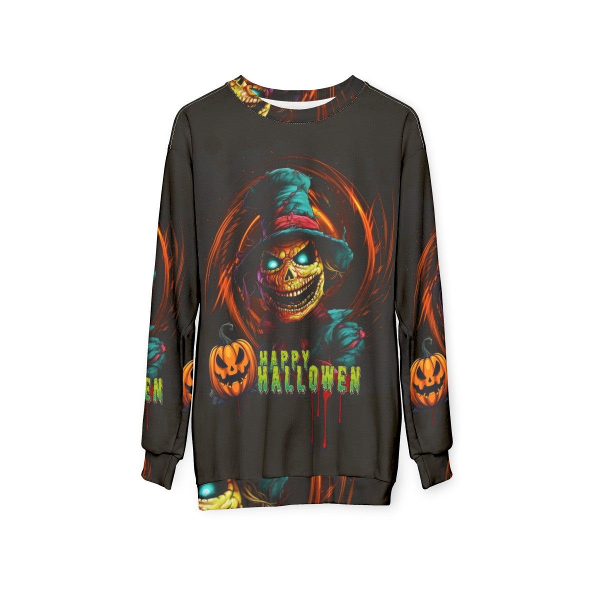 Scary Scarecrow Halloween Sweatshirt - hanging