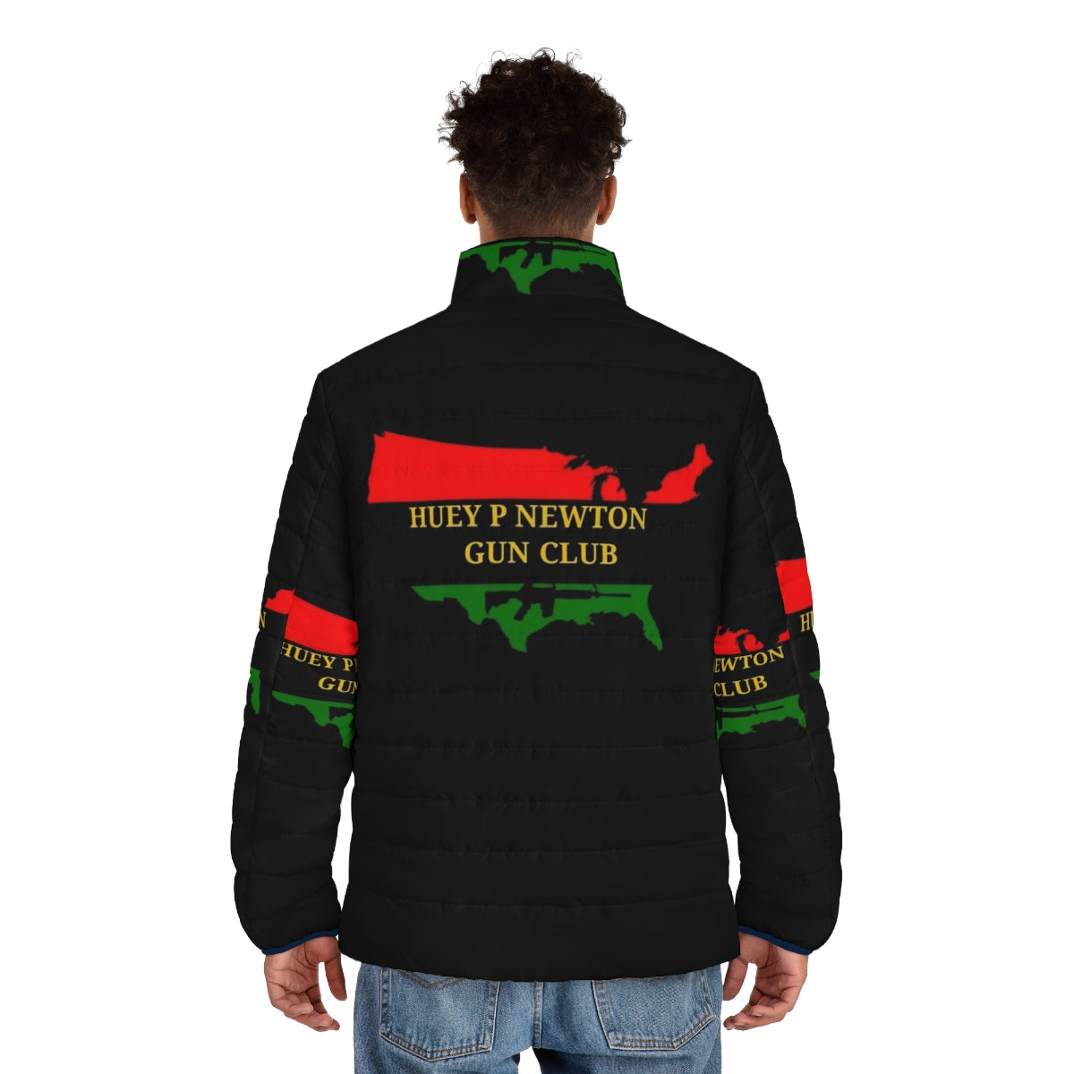 Huey P Newton Black Panther inspired puffer jacket for men - men back