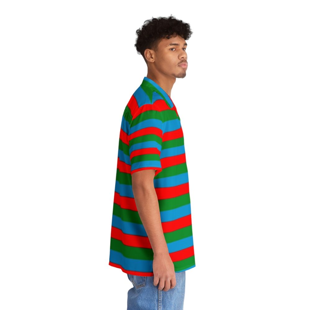 Azerbaijan flag stripes design on a Hawaiian-style shirt - People Pight