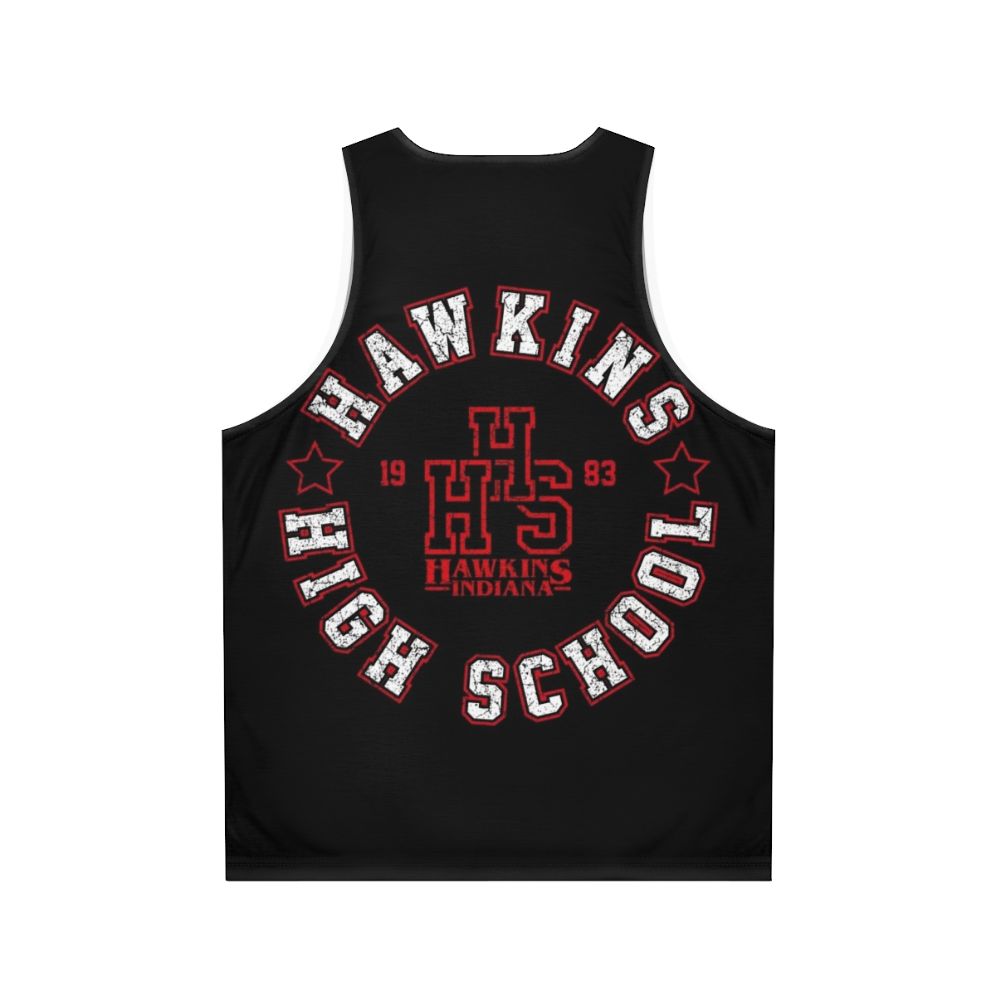 Retro unisex tank top with Hawkins High School and Stranger Things inspired design - Back