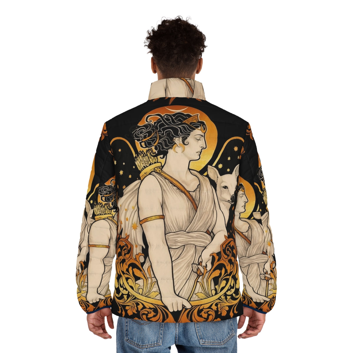 Artemis Puffer Jacket - Featuring a design inspired by the Greek goddess Artemis, this jacket celebrates the power and beauty of women. - men back