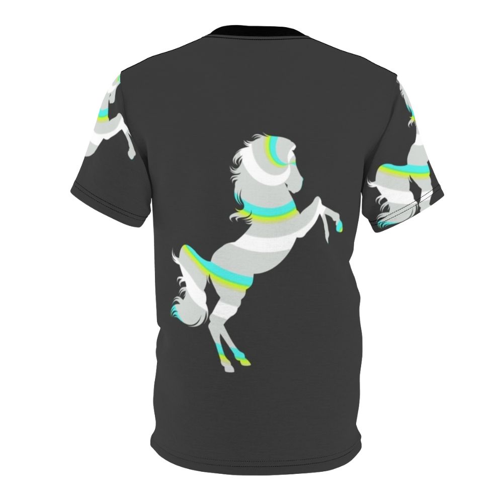 Colorful abstract t-shirt design featuring a horse and other legendary animals - Back