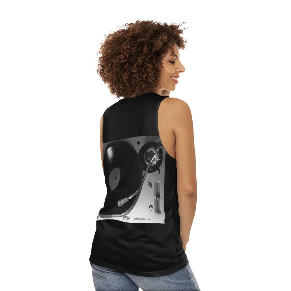 Vintage Turntable Unisex Tank Top - women back