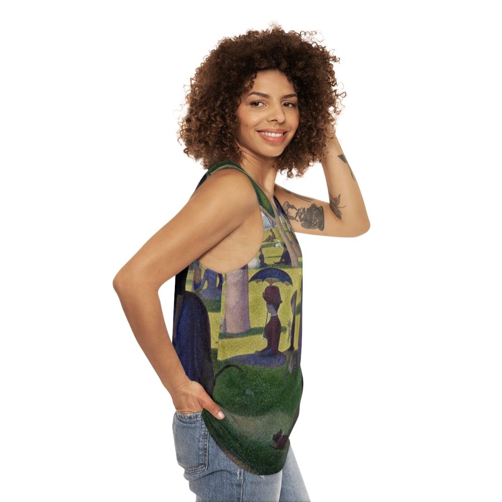 Pointillist Sunday Afternoon Unisex Tank Top - women side