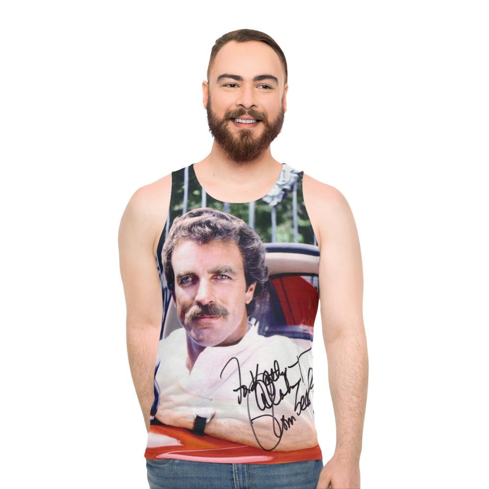 Signed Tom Selleck Celebrity Unisex Tank Top - men