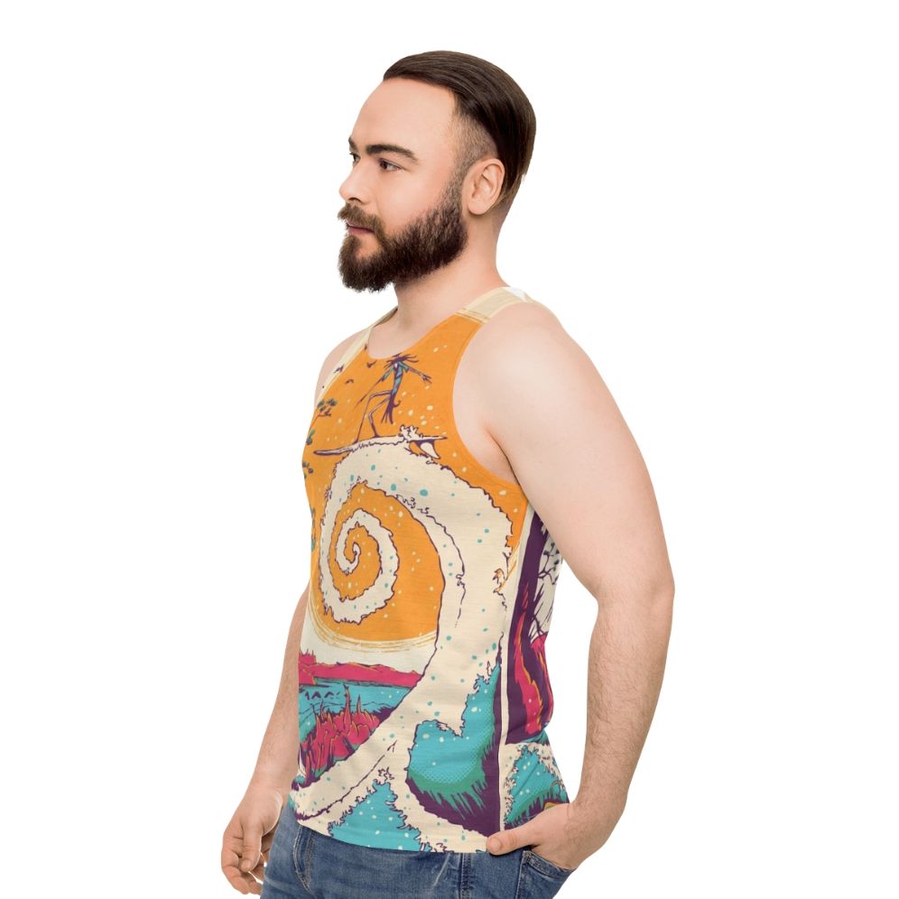 Surf Before Christmas Unisex Tank Top with Tim Burton's Nightmare Before Christmas Design - men side