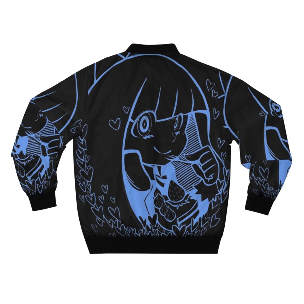 Cute anime-inspired blue bomber jacket with heart graphics - Back