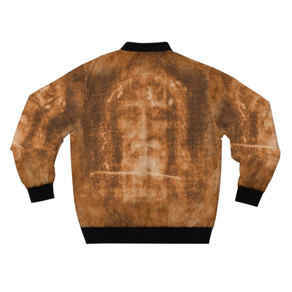 Passion of Christ Crucifix Bomber Jacket featuring the Holy Face of Jesus - Back