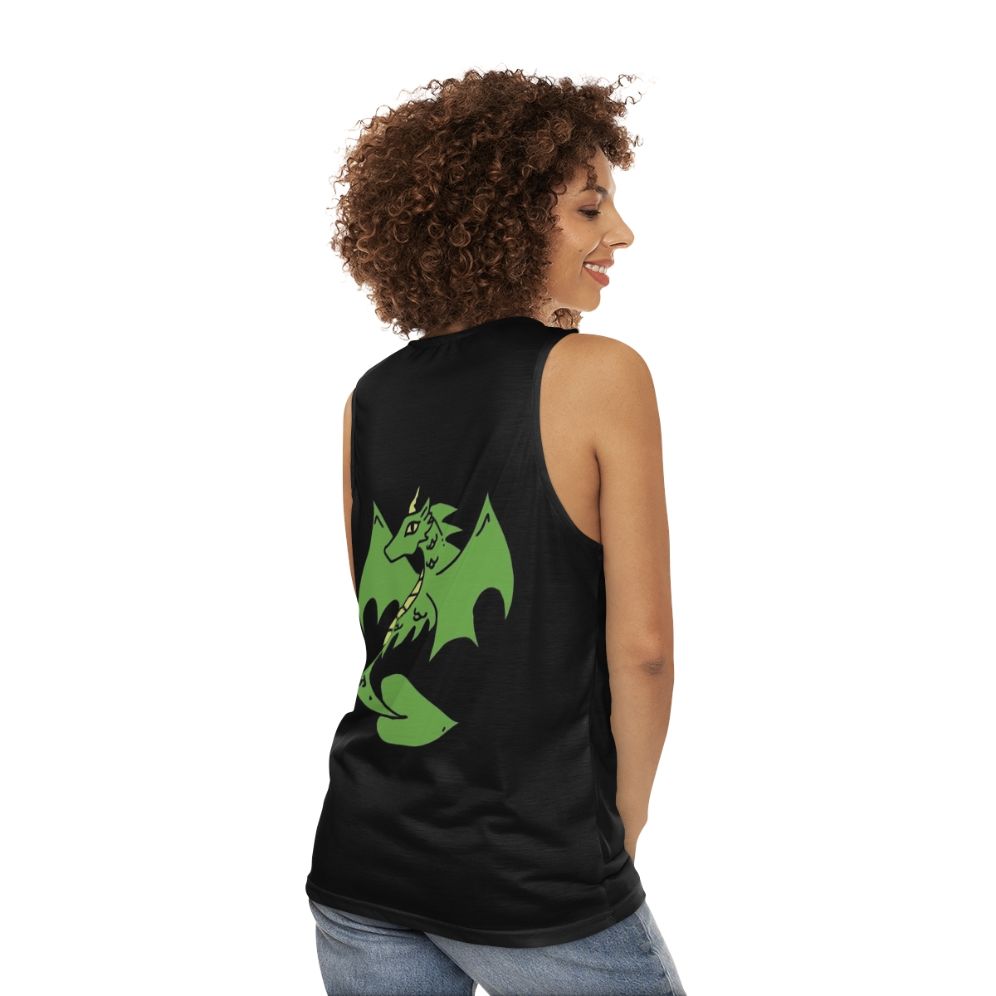 Green dragon unisex tank top design - women back