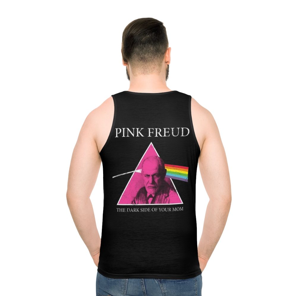 Pink Freud Unisex Tank Top with Dark Side of the Moon Design - men back