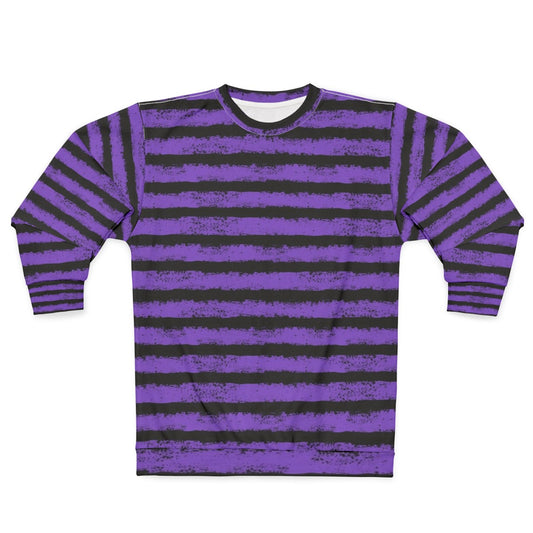 Distressed black and purple splatter stripe sweatshirt