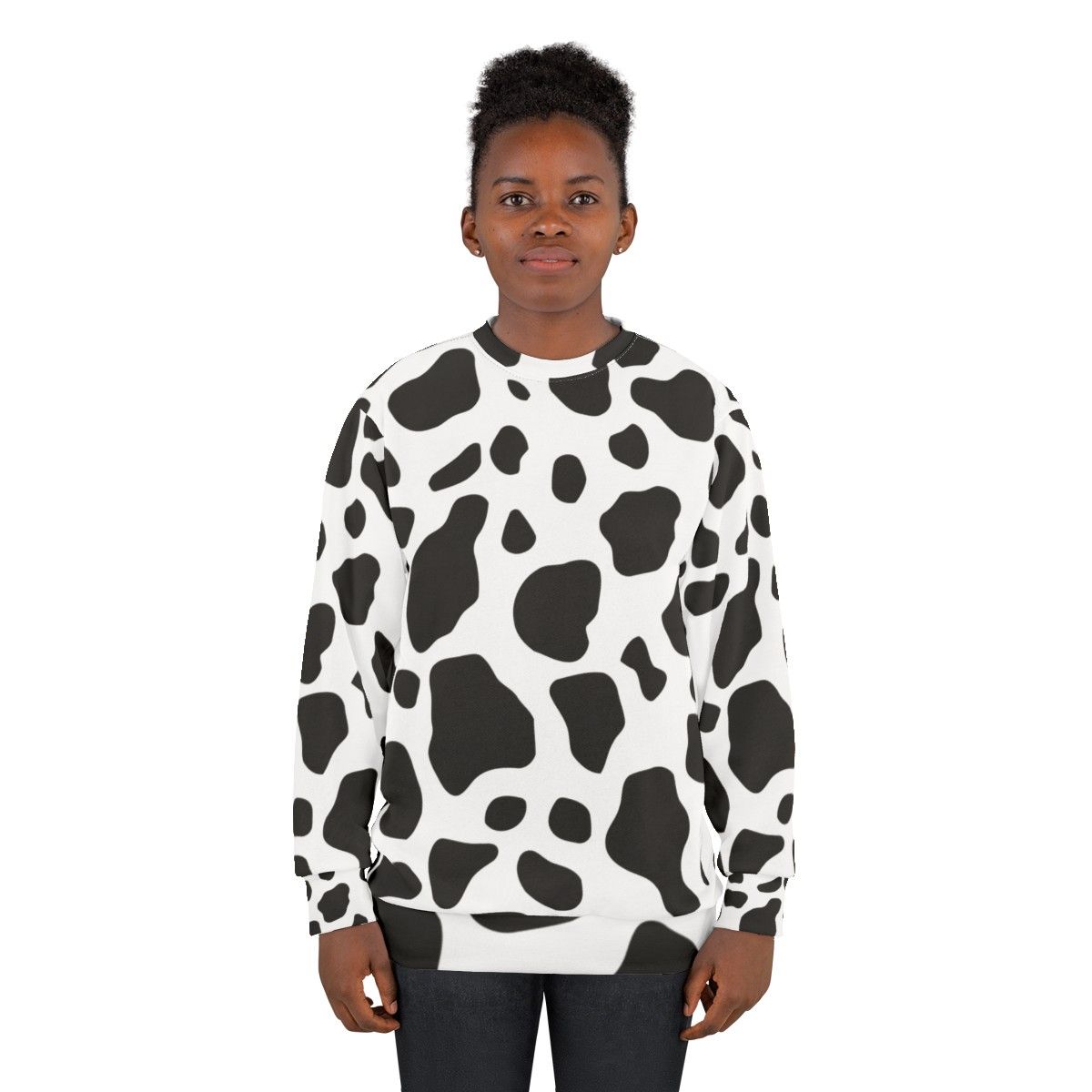 Cow print sweatshirt with a cozy, casual design - women