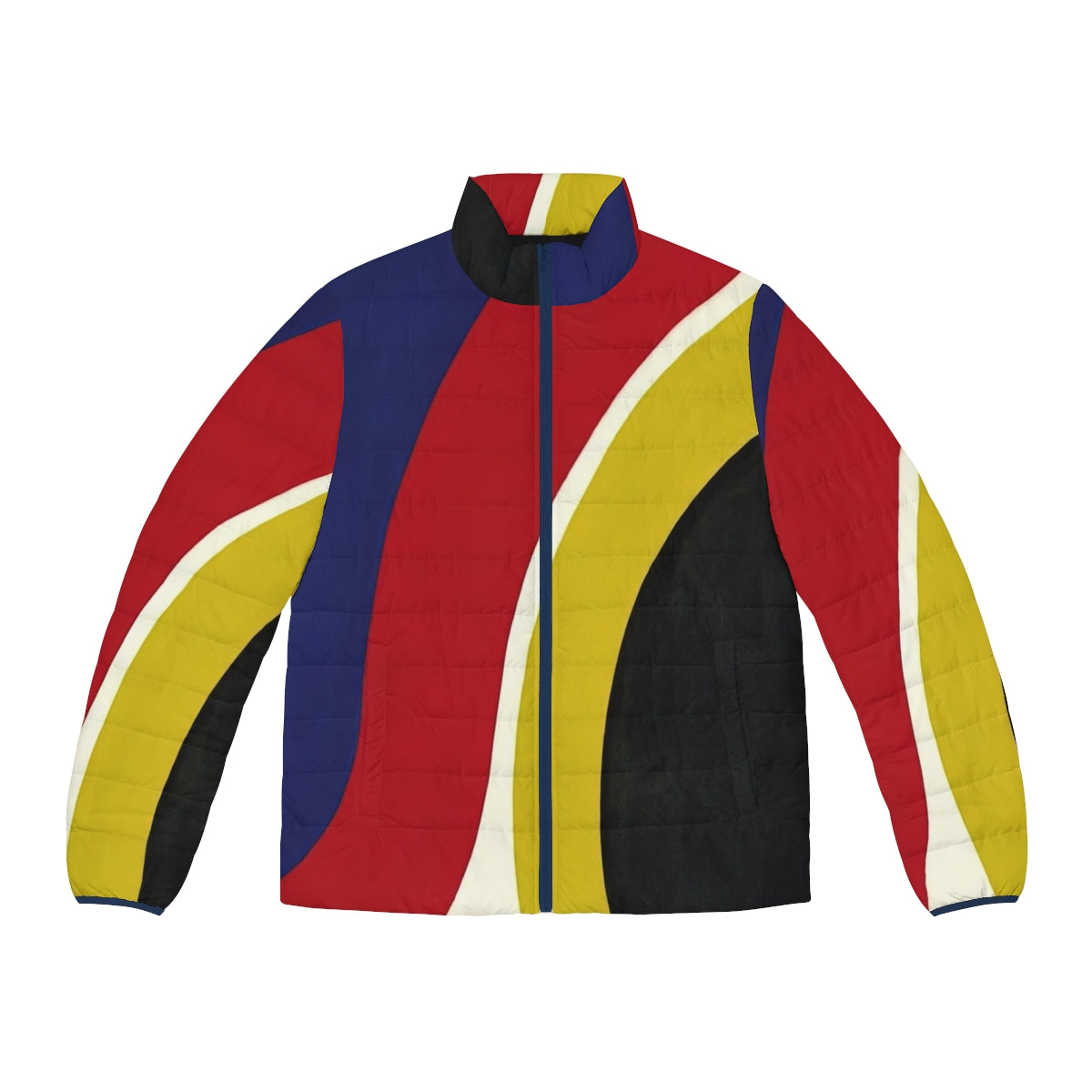 Thomas Downing Red Span 1964 Puffer Jacket featuring abstract art and geometric patterns