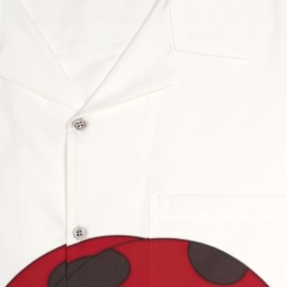 Vibrant Hawaiian shirt featuring a playful ladybug design inspired by the Netflix show Big Mouth - Detail