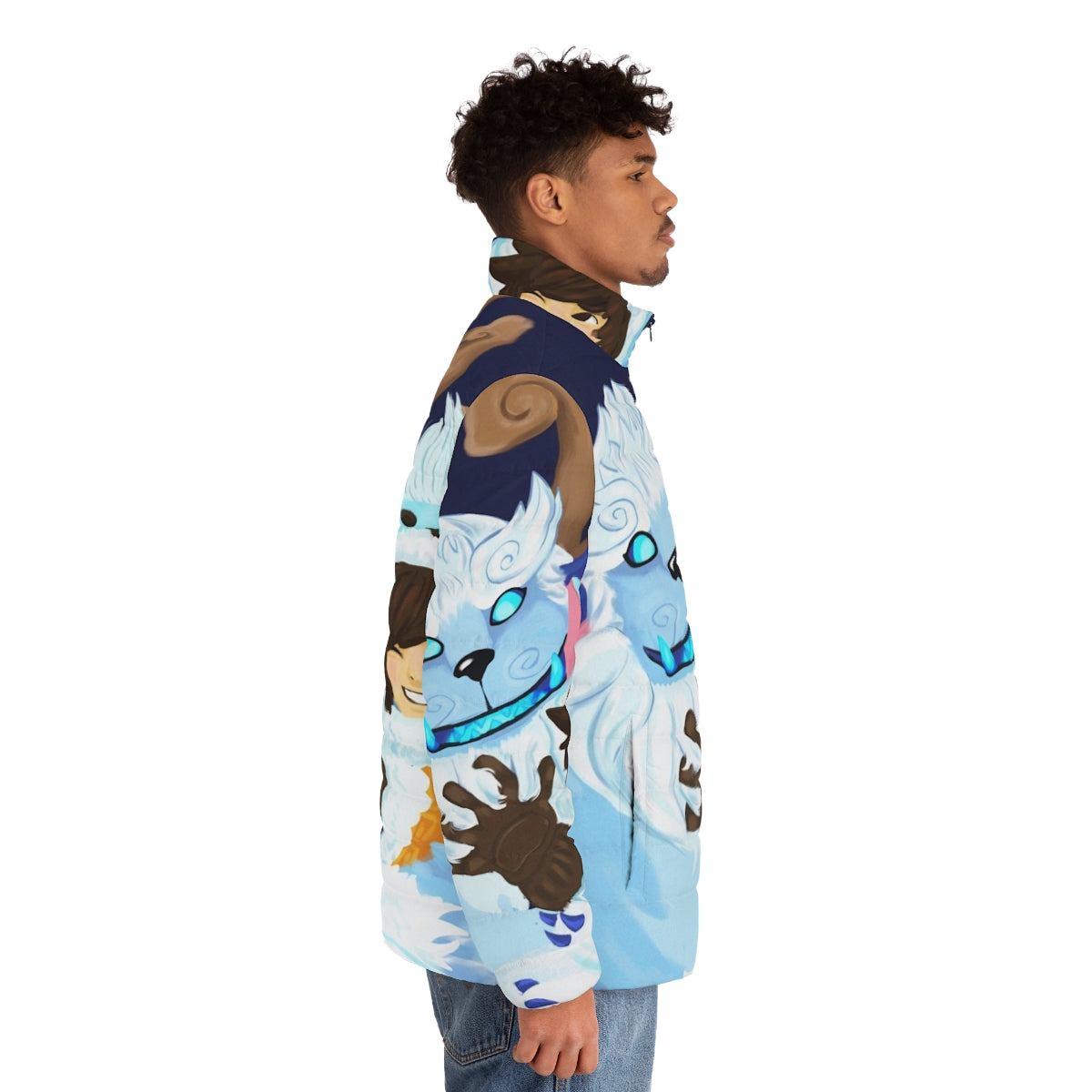 Nunu and Willump League of Legends Puffer Jacket - Cute Blue Champion Apparel - men side right