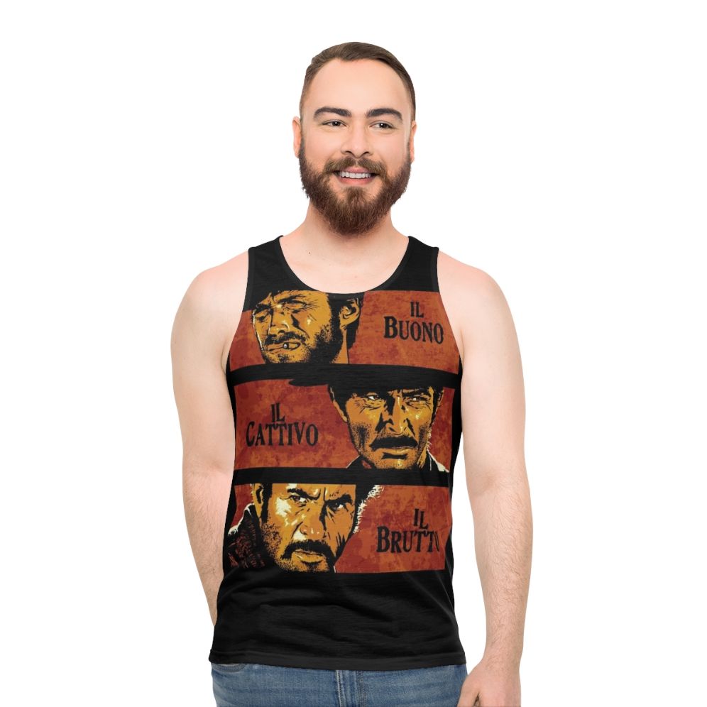 Unisex tank top featuring the iconic movie "The Good, The Bad and The Ugly" design - men