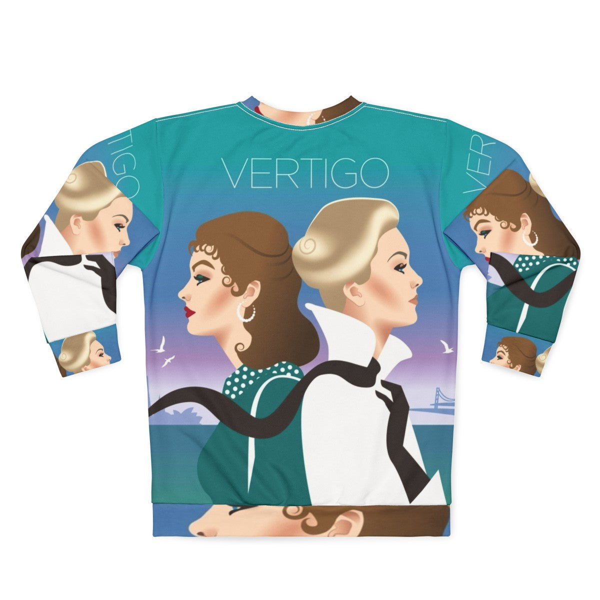 Vertigo Sweatshirt 2 featuring iconic Hitchcock movie imagery - Back