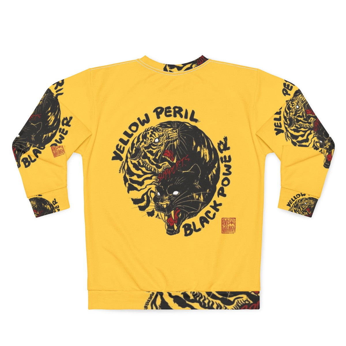 Black Power Tiger Sweatshirt with Focus Keyword - Back