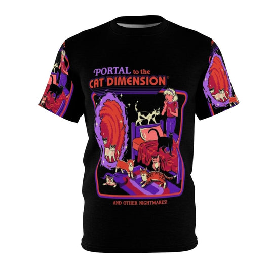 Dimensional Cat Sci-Fi Vintage T-Shirt featuring a portal to another dimension and a cat