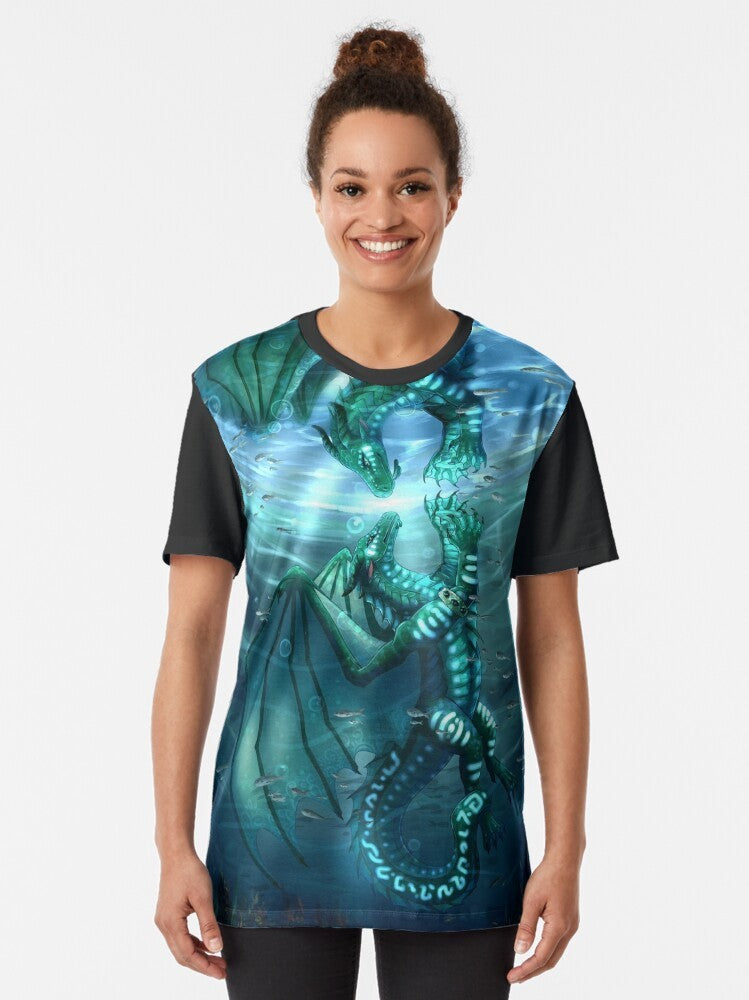 Wings of Fire Fathom and Turtle Graphic T-Shirt featuring sea dragon characters - Women