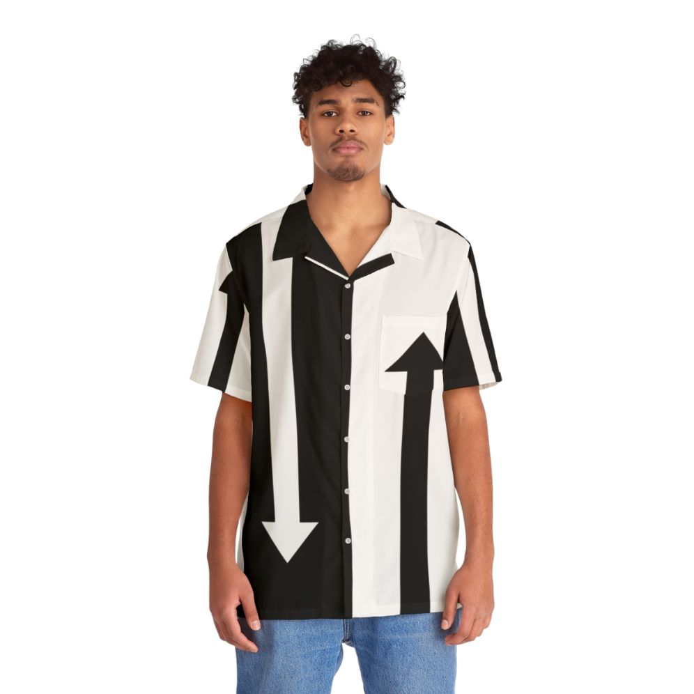 Mod Arrows Hawaiian Shirt with Two-Tone Design - People Front