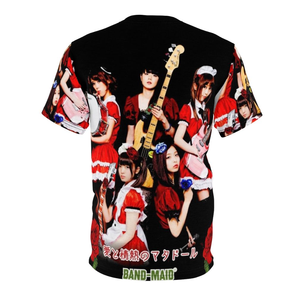 Red Flower AOP T-shirt Featuring the Iconic Band-Maid Aesthetic - Back