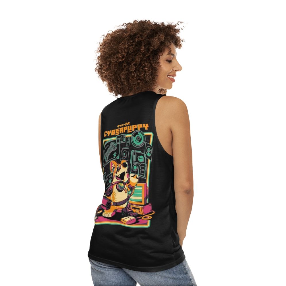 Cyberpunk corgi puppy tank top - women back