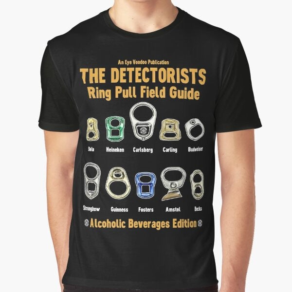 Detectorist metal detector graphic t-shirt with a comedy design related to the BBC show 'Detectorists'