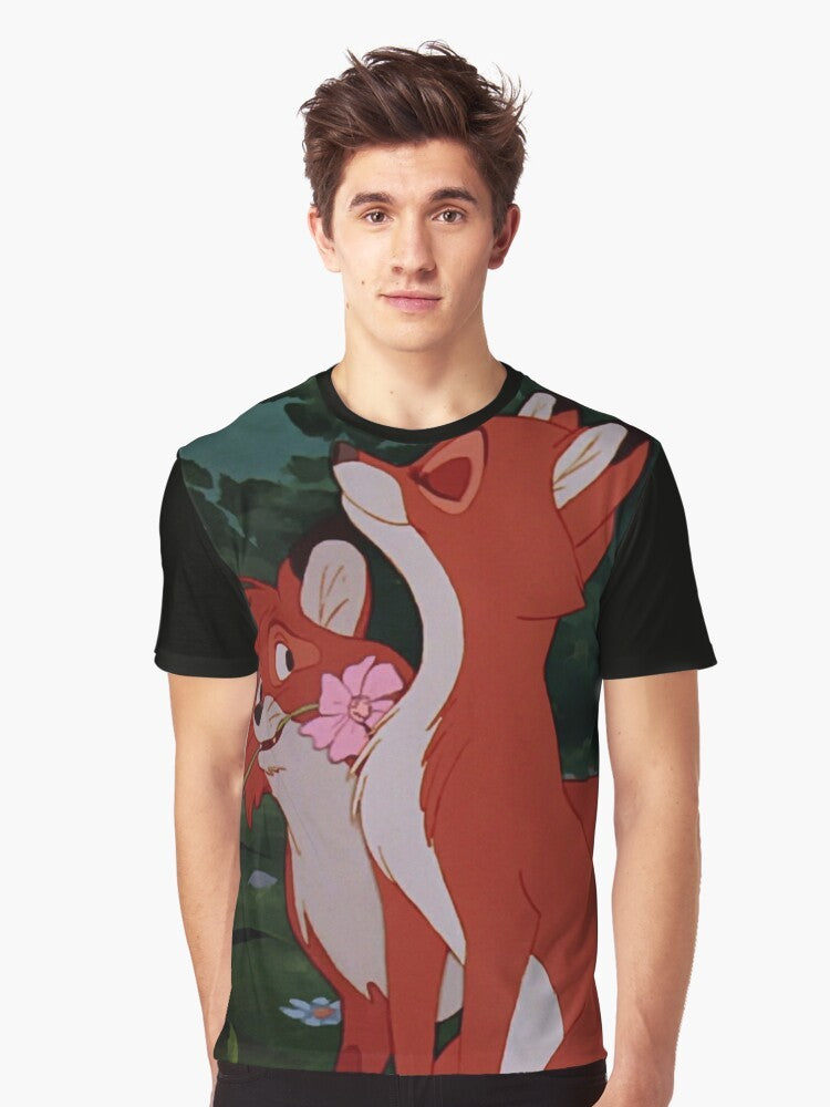 Death and Vixey Graphic T-Shirt featuring a fox design - Men