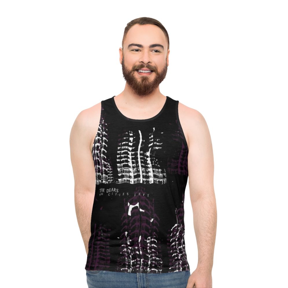 Vintage-style unisex tank top featuring a music band logo - men